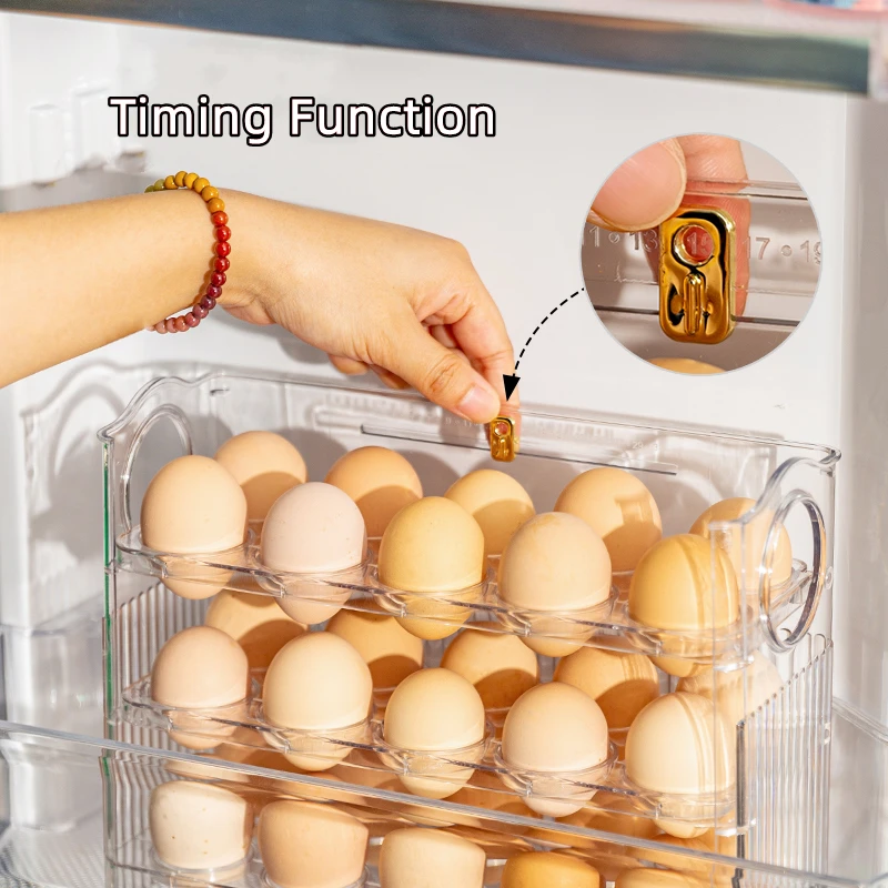 Cheap Hot Sale Kitchen Flip Organizer Box for Eggs 30 Grids Portable Egg Storage Rack Egg Bins