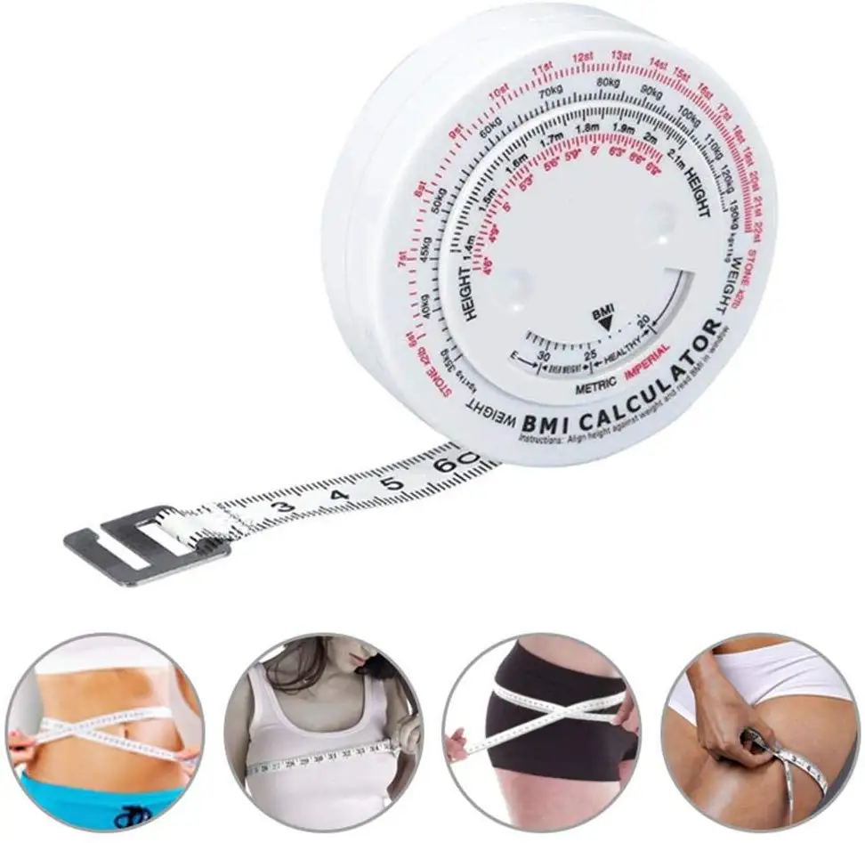 BMI Body Mass Index Retractable 1.5m Measuring Tape Diet Weight Loss Calculator Tape Measure Tools Logo Custom