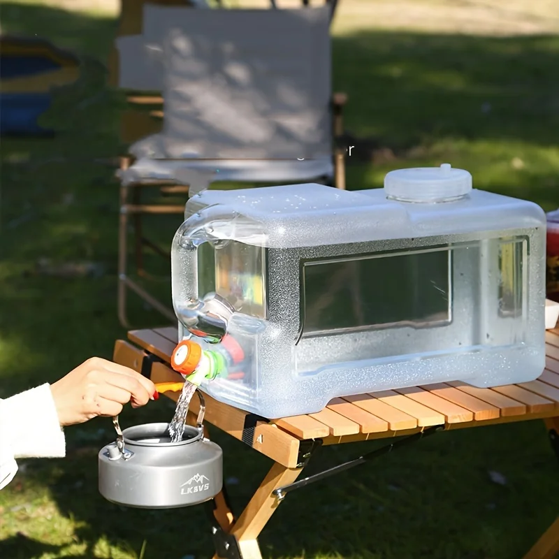 Outdoor Transparent Plastic Water Bucket Faucet Self-Driving Tour Mineral Pure Drinking Water Storage Tank for Car Camping