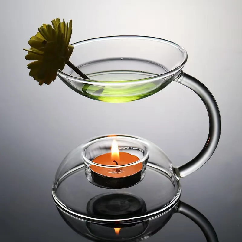 Aromatherapy Lamp Essential Oil Candle Creative Glass Transparent Household Heat Resistant Pure Handmade Glass Candle Holder