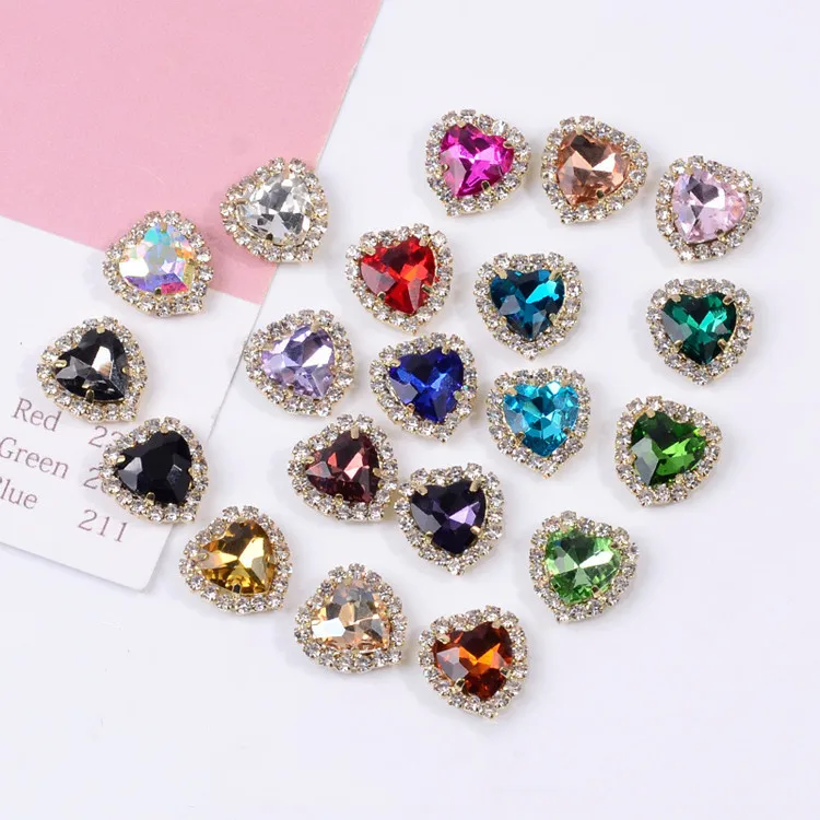 Luxury nail art heart crystal bijou charms nail art heart jewelry Valentines nail art