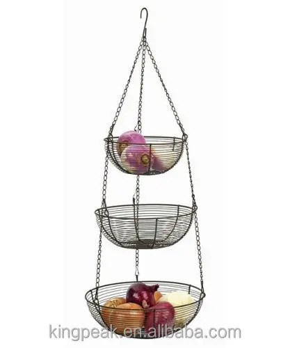 Hot Selling Bronze Wire Hanging Baskets metal wire fruit basket mesh fruit bowl