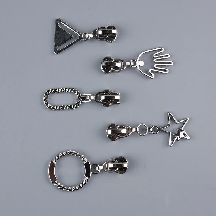 3#5#8#in stock zipper bag puller logo hanging decoration zipper head customize pattern hook head piece zipper pulls for metal