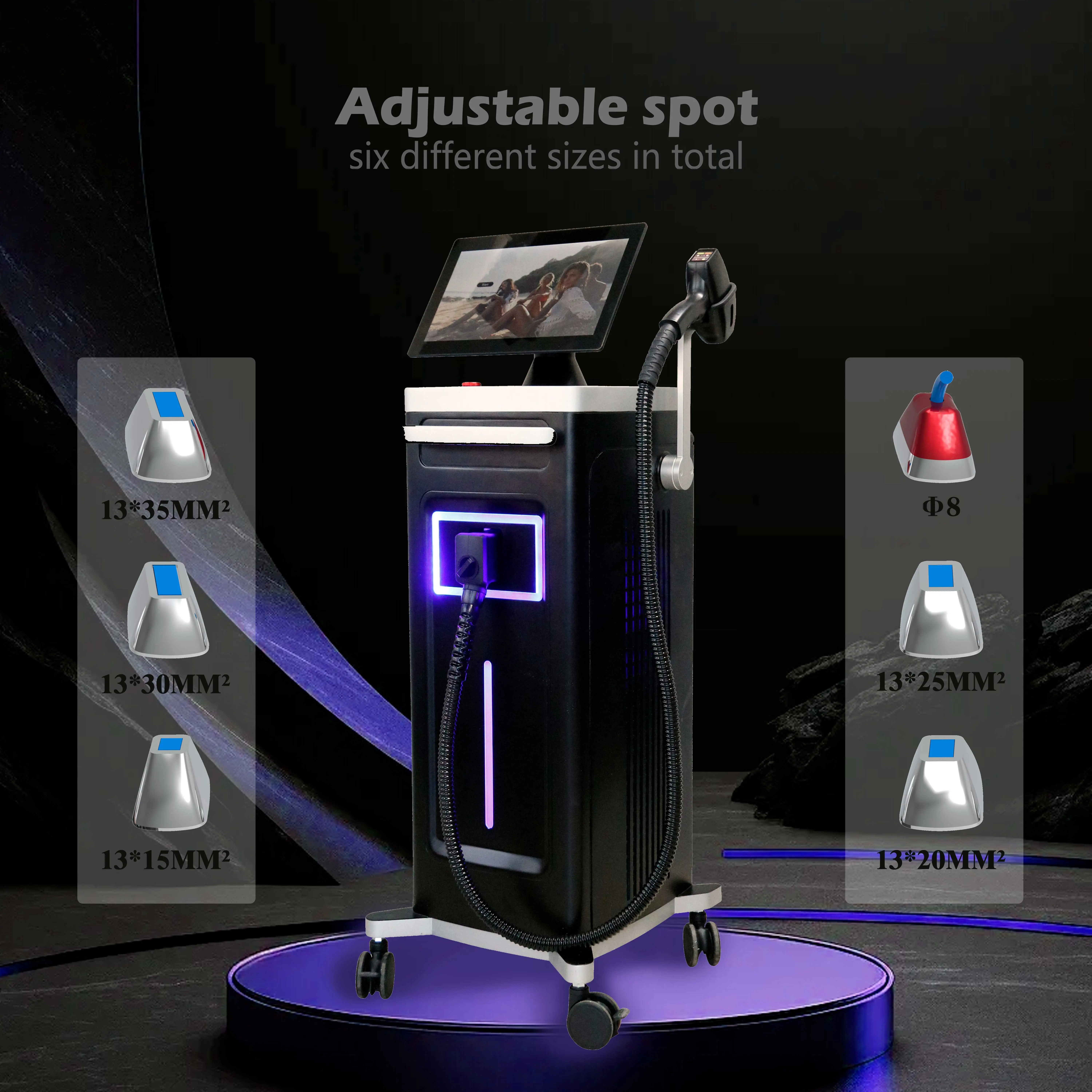 2024 diode laser ice 3 wavelength 755nm laser hair removal 4 wavelength ice painless diode laser with CE ISO TUV