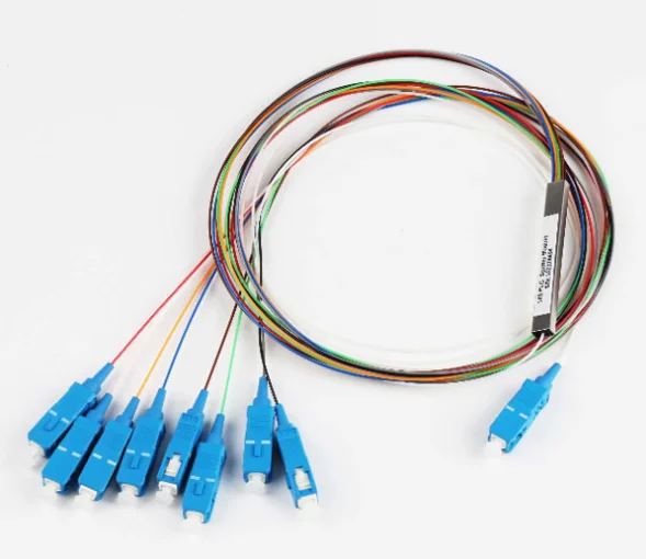 FTTH 1x2 1X4 1X8 PLC Fiber Optic Splitter Passive Fiber Optical Cable Splitter Bare Fiber PLC SC/UPC Connector