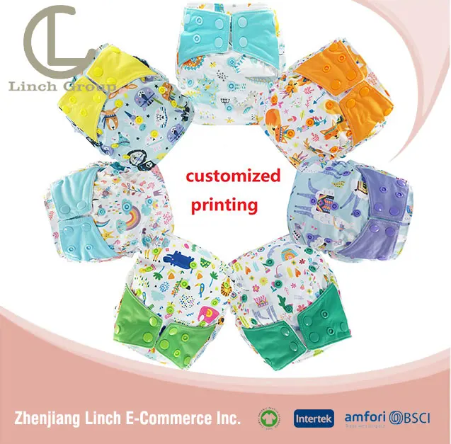 LC-DD100 Printed Design Plain Knit Washable Reusable Infant Cloth Diaper