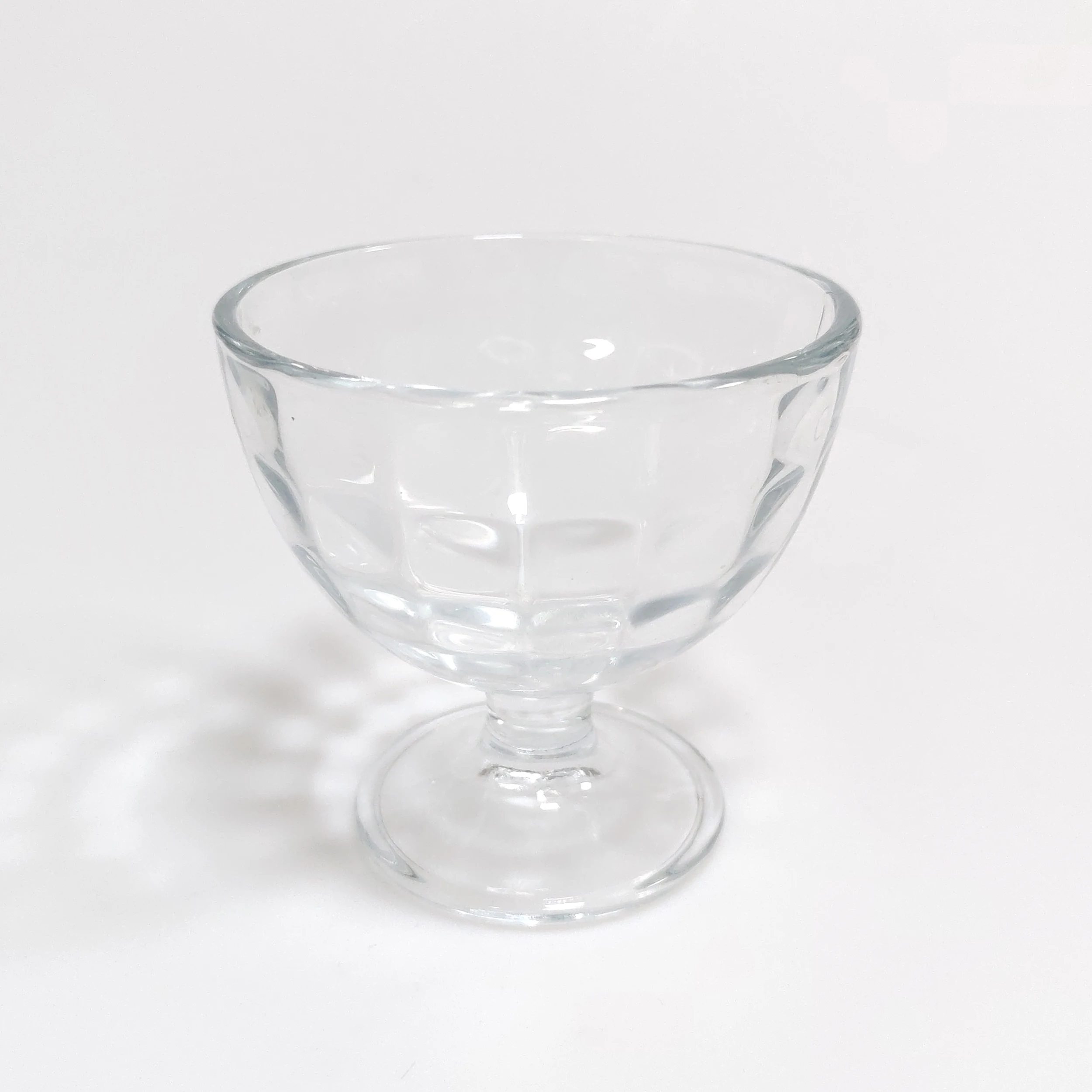 Glass Dessert Bowls 9 Oz Glass Ice Cream Sundae Cups with Vintage Diamond Pattern Footed Dessert Bowl Set for Sundae