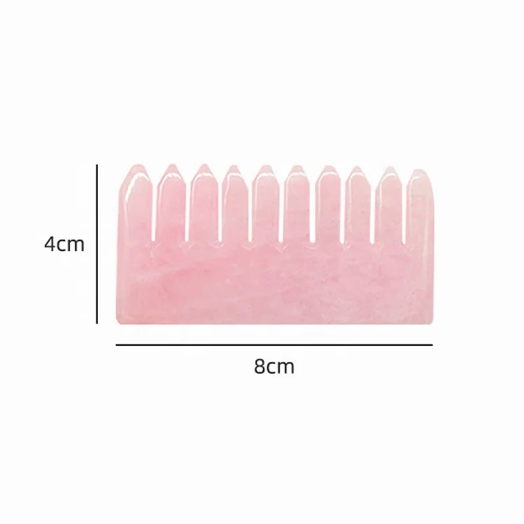 Natural jade green pink comb white amethyst jade comb rose quartz gua sha comb with bag