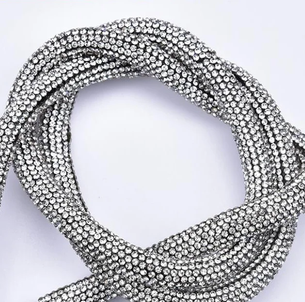 6 mm Rhinestone Drawstring Crystal Rope Shorts Decoration Round Jewelry Rhinestone Cords with Tips