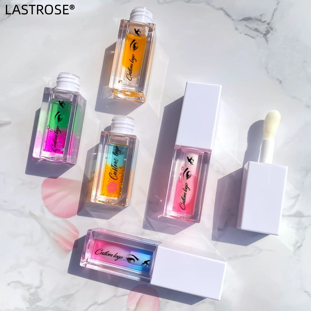 Wholesale High Quality Two-tone Plant Color Lip Gloss Oil Color Makeup Private Label Plump Lip Oil