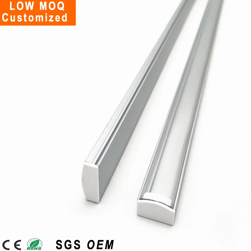Custom Design Milk and clear cover Silvery surface mounted aluminium profile for led strip