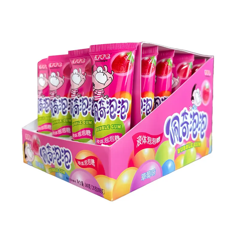 Custom Japanese American Exotic Toothpaste Shape Liquid Candy Tube Fruity Bubble Gum Confectionery Sweets OEM Bulk Available Bag