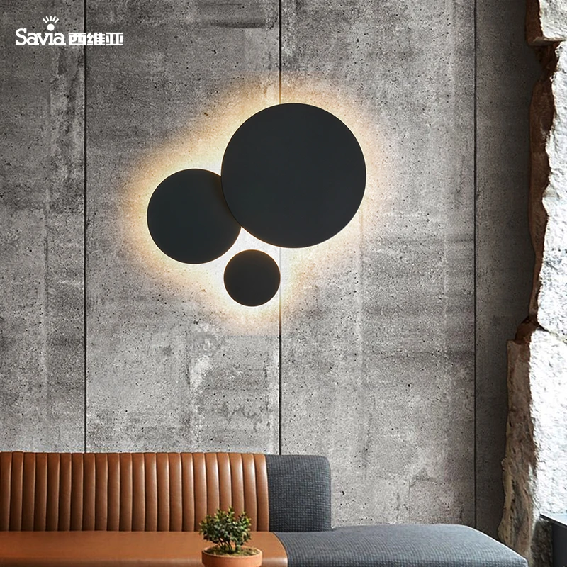 
Savia Modern LED 9W Wall Light Indoor Aluminum Round European Wall Mount Lamp Outdoor Garden Corridor Aisle Backlit Wall Lamp 