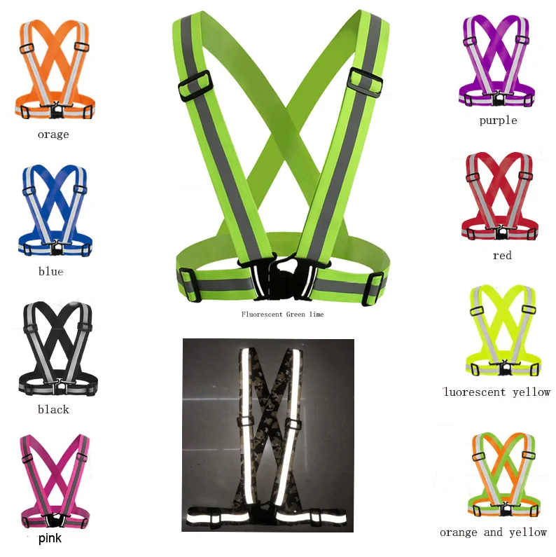 Оптовая продажа флуоресцентный желтый цветной светильник светоотражающий пояс унисекс с эластичной резинкой на талии для детей активного