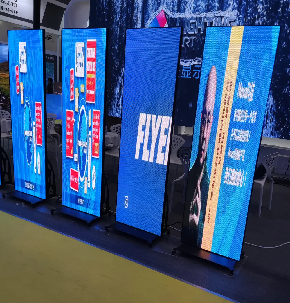 ZAXTEAM Retail Window Digital Stand Screen 4g Wifi Portable Seamless Splice P2 Indoor Led Poster Totem Display Screen