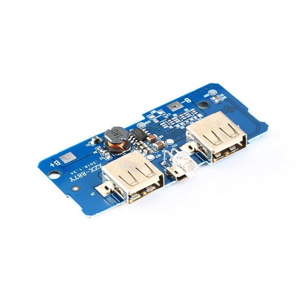 Dual Micro USB 3.7V to 5V 2A Mobile Power Bank DIY 18650 Lithium Battery Charger PCB Board Boost Step Up Module With Led