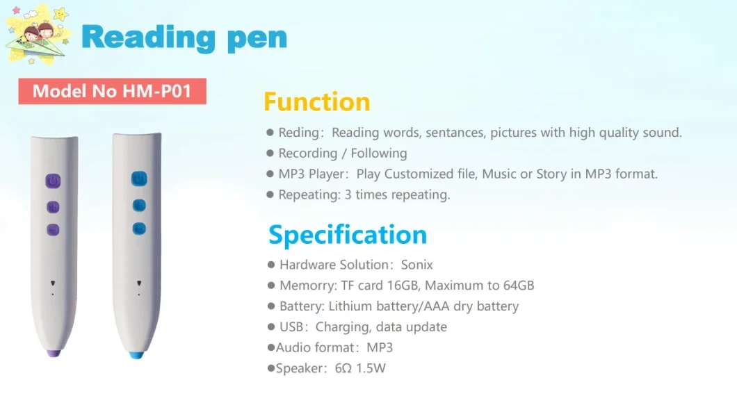 Professional Manufacturer Kids Fun with English Reading Pen Talking Pen with Books