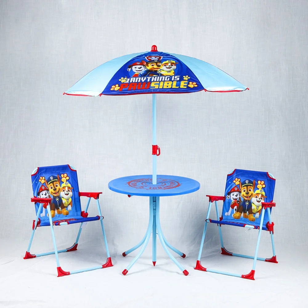 2023 New arrival 210D oxford fabric 4 sets kid table chair garden patio set with umbrella