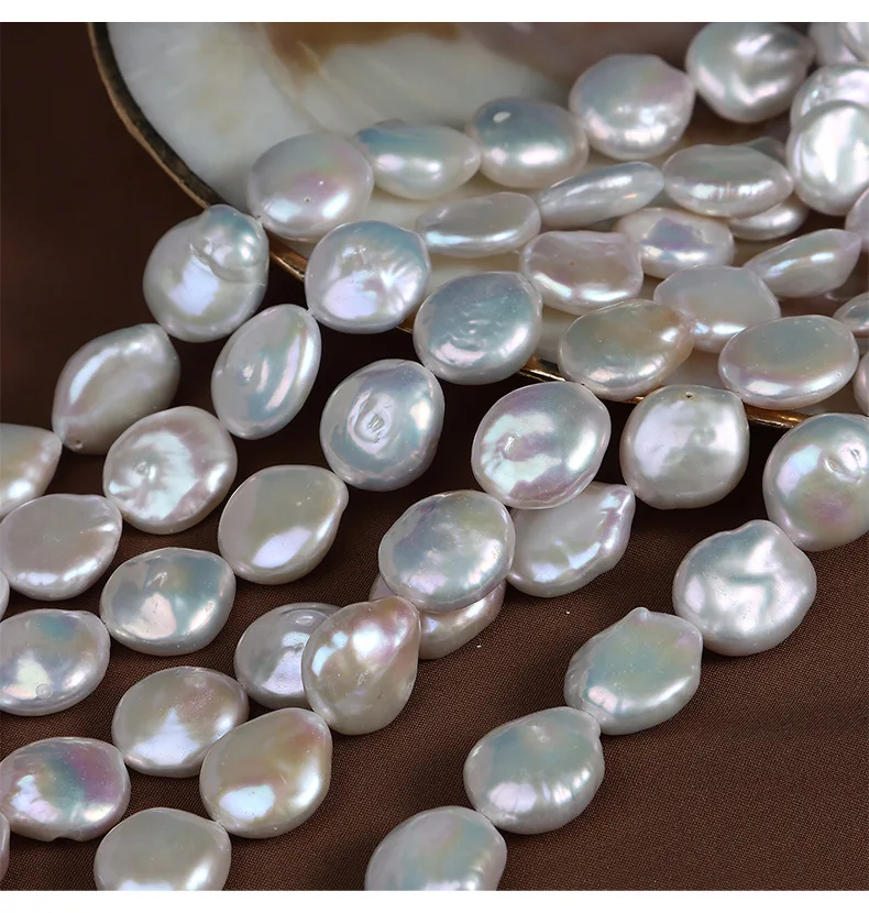 13-14mm Teardrop-shaped Button Loose Pearls with Tail Natural Freshwater Pearl Baroque Shaped Beads