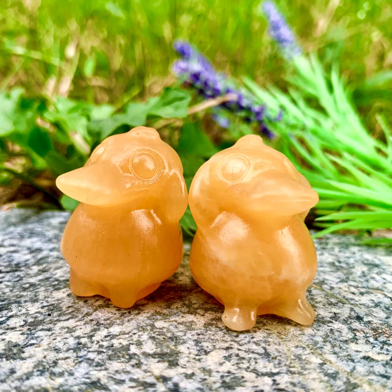Unique Natural Crystal Carving 3cm Yellow Calcite Duck High Quality Craft Cute Calcite Animal Duck Hand Carved for Decoration