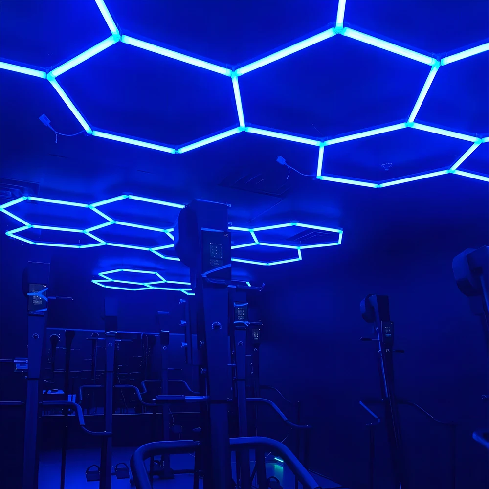 5 Grid Led Light Honeycomb Garage Lamp Led RGB Light Hexagon Modern Ceiling Lights for Auto Detailing Shop Garage