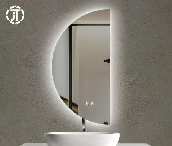 Modern Home Decor Touch Sensor Switch Mirrors wall half moon led mirror