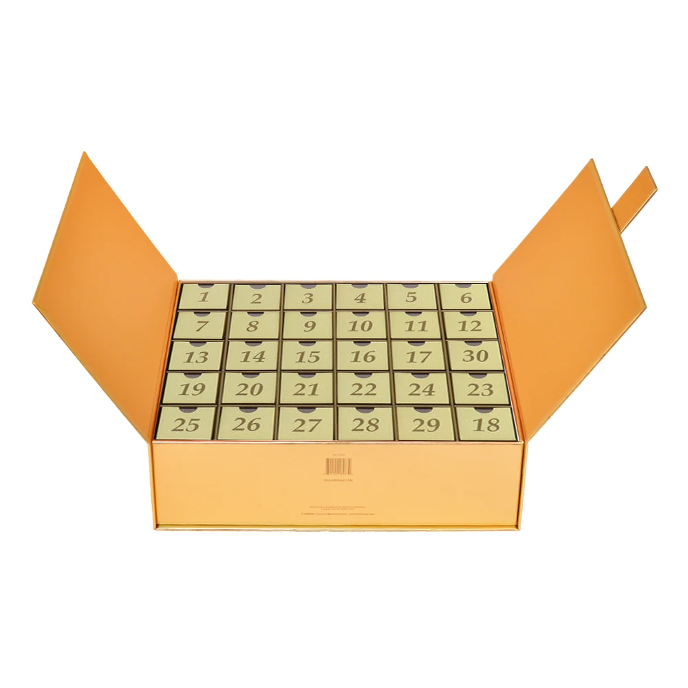 Luxury custom chocolate cosmetic cardboard advent calendar packaging gift boxes for Christmas