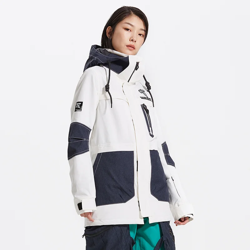 Custom Fashion Women Winter Windproof Waterproof Snowboard Ski Suit Snow Wear Jacket with Hoodie