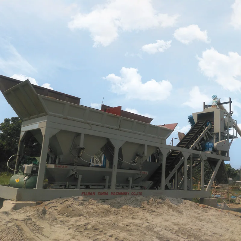 trailer 25m3/h small portable  mobile beton concrete batch mixing plant price for sale