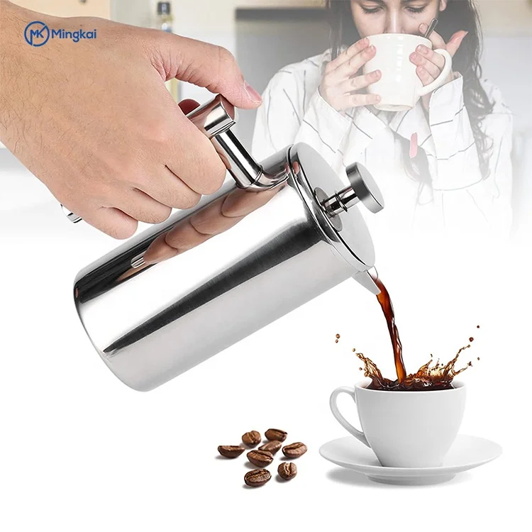 French press coffee machine double wall large capacity stainless steel teapot and coffee press filter system