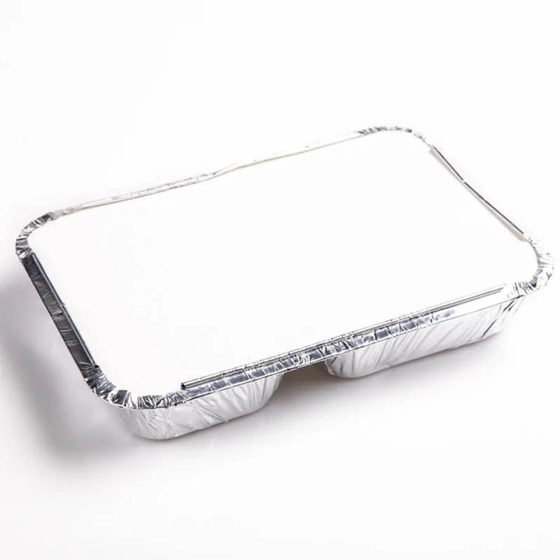 
China manufacturer disposable tin 2 compartment lunch food box aluminum foil trays for fast food packing takeaway  (60671990799)