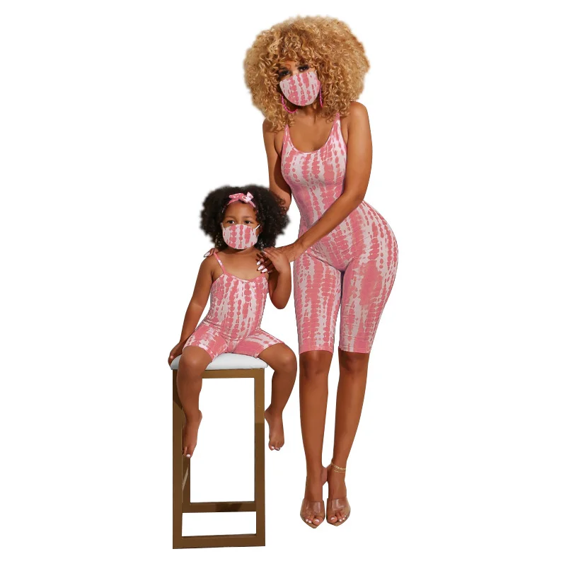 Family matching mother daughter Solid color parent-child outfit one piece jumpsuit Parent-Child Wear