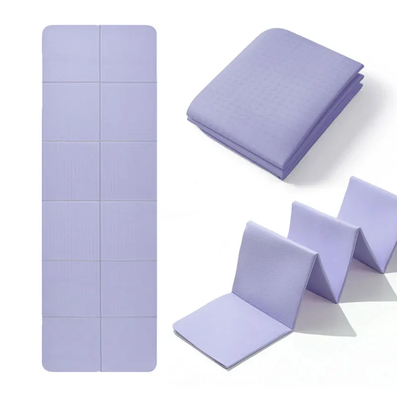 Portable  foldable Anti-Tear Non-Slip Sweat Single color TPE yoga Mat for traveling  yoga pilates