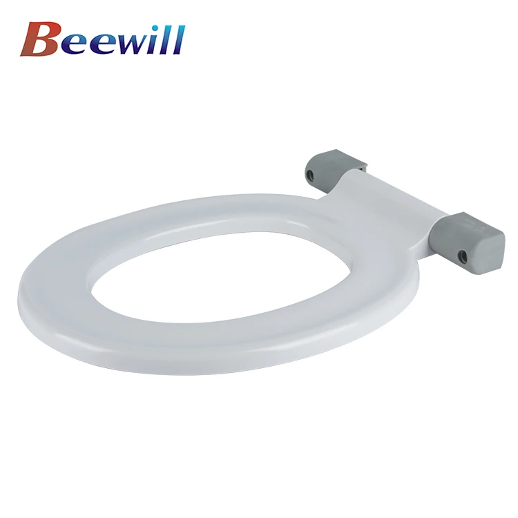 White Thermoplastic Flip Up Spring Loaded Toilet Seat