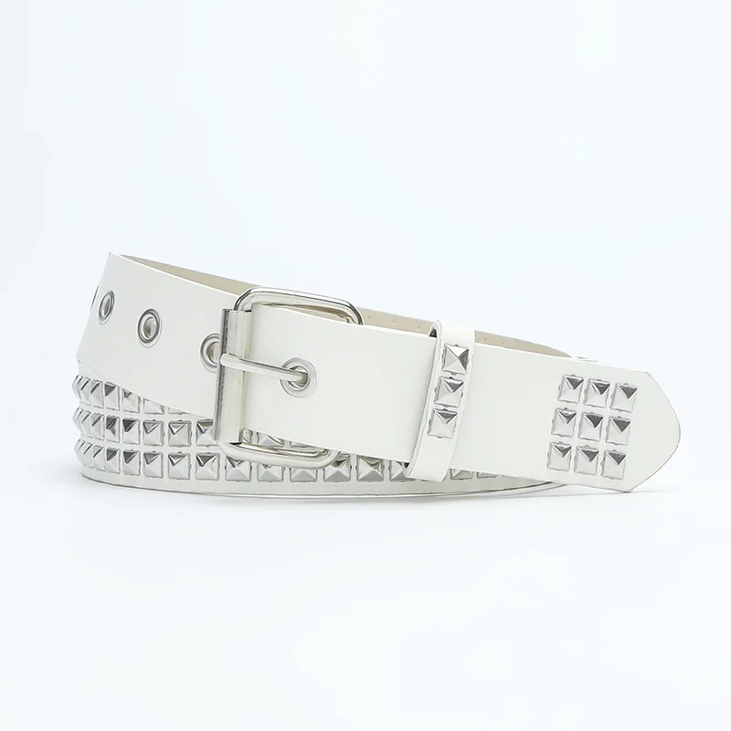 Wholesale Fashion Western Pyramid Rivet Leather Y2k Belt Punk Rock Studded Leather Belt For Women