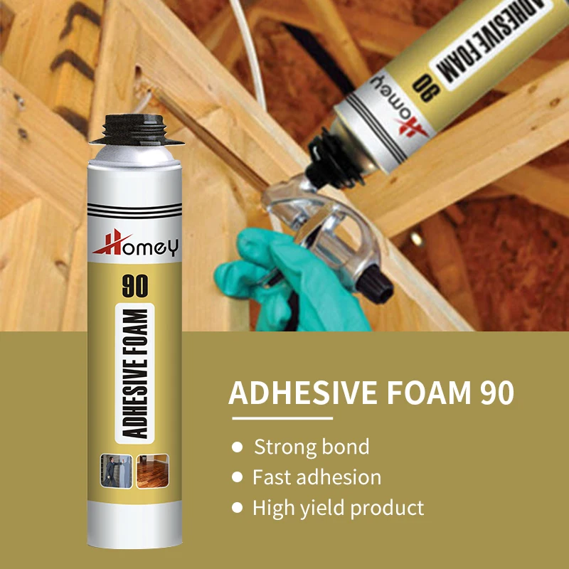 Homey 90 factory pu spray foam strong bonding structural blocks polyurethane foam adhesive