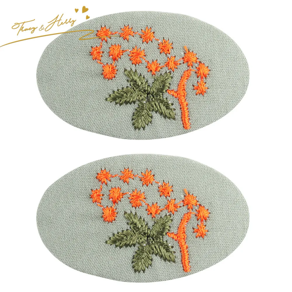 Tracy & Herry GB  Mano Style Retro Fancy Floral Fabric BB Snap Clips Elegant  Hairpin Clip Hair Accessories for kids