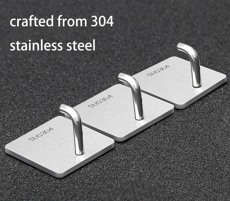 Stainless Steel Waterproof Strong Adhesive Door Back Coat Hooks Elephant Nose Hooks No Punch Home Use