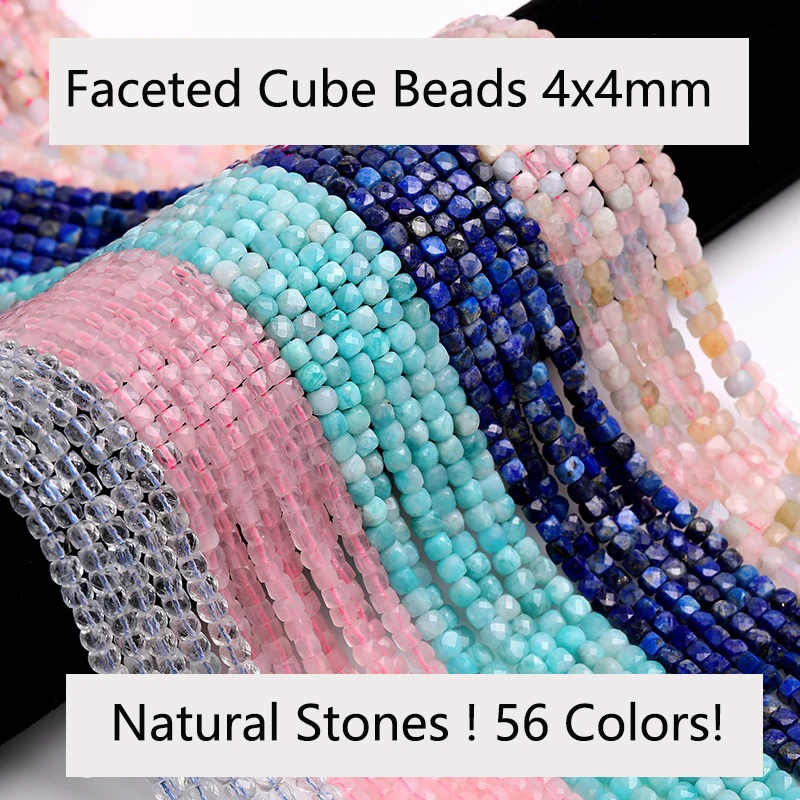 Natural Gemstone White Crystals Beads Faceted Square Shape Cube Crystal
