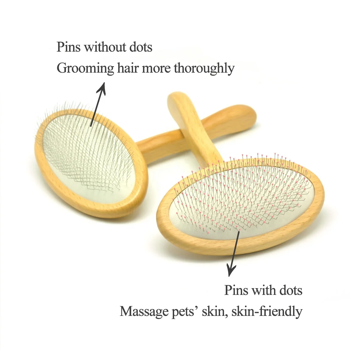 Baoli Odm Mascotas Cepillo 115x172mm Pet Wooden Grooming Brush Pet Massage Cleaning Slicker Brush Set With Sticky Ball Hair Remo