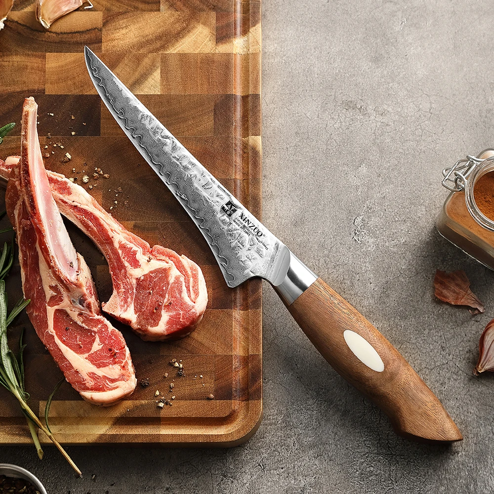 New Hammered 67 Layers AUS10 Damascus Steel Walnut Wood Handle Japanese Kitchen Boning Knife 6 inch