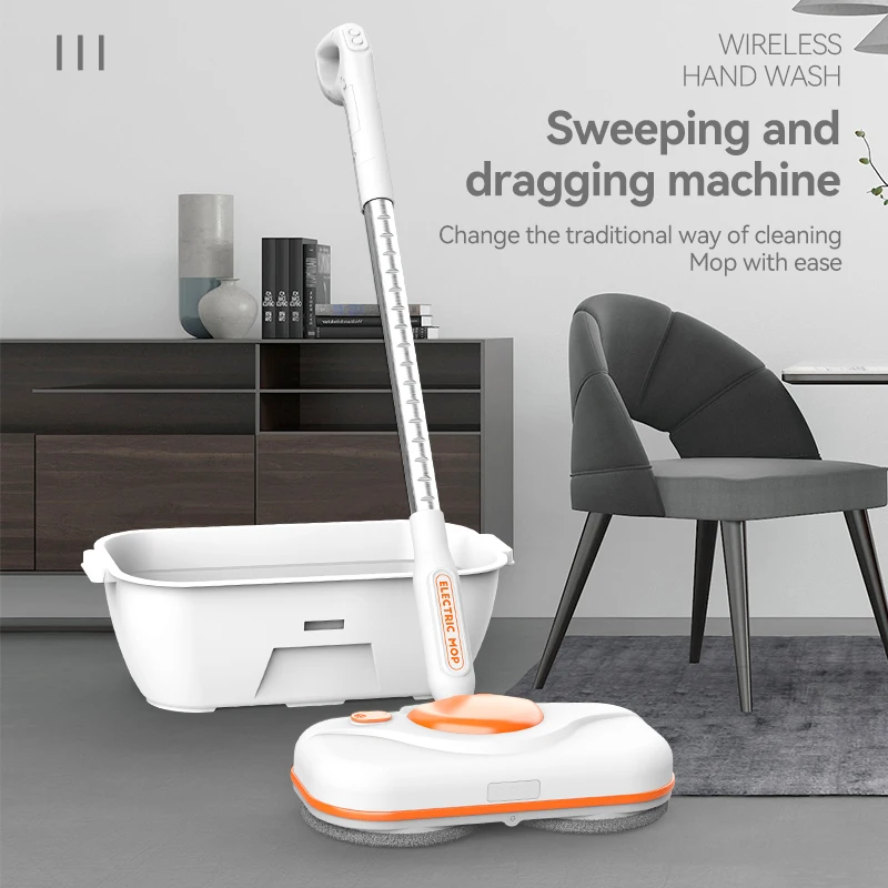 Electric mop machine with cleaning bucket handheld USB charging, 360 degree rotating cleaning mop with
