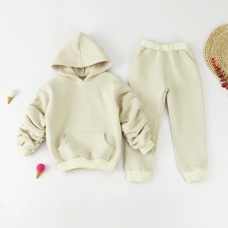 High Quality Boys Clothing Set Winter Hoodie Two Piece Sweatsuit Boys Jogger Set Fleece Cotton Kids Tracksuit