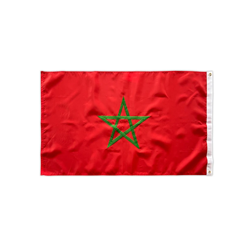 Custom Print 90X150cm 3X5 Ft Polyester Flying Indoor Outdoor Moroccan National Country Flag With Brass Grommet