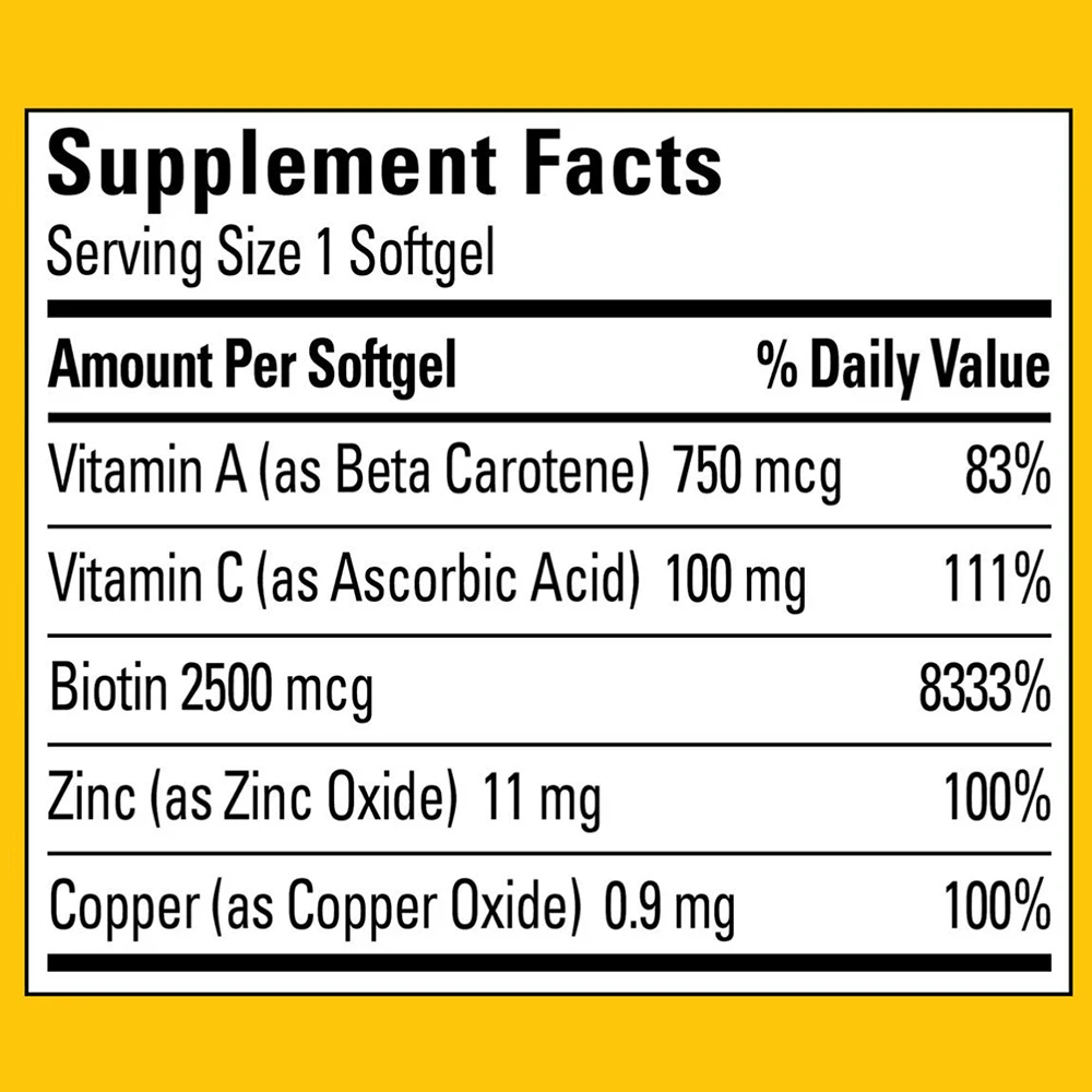 OEM Hair Skin and Nails with Biotin 2500 mcg Dietary Supplement For Healthy Hair Skin and Nails Support Biotin Softgels