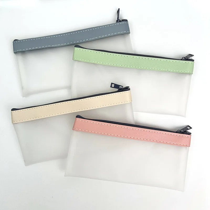 Kawaii frosted clear waterproof plastic tpu pencil pouch pencil case school student zipper pencil bag stationery supplies