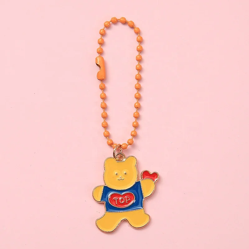 Custom Cute Character Keychain Metal Soft Enamel Beads Chain Keychain