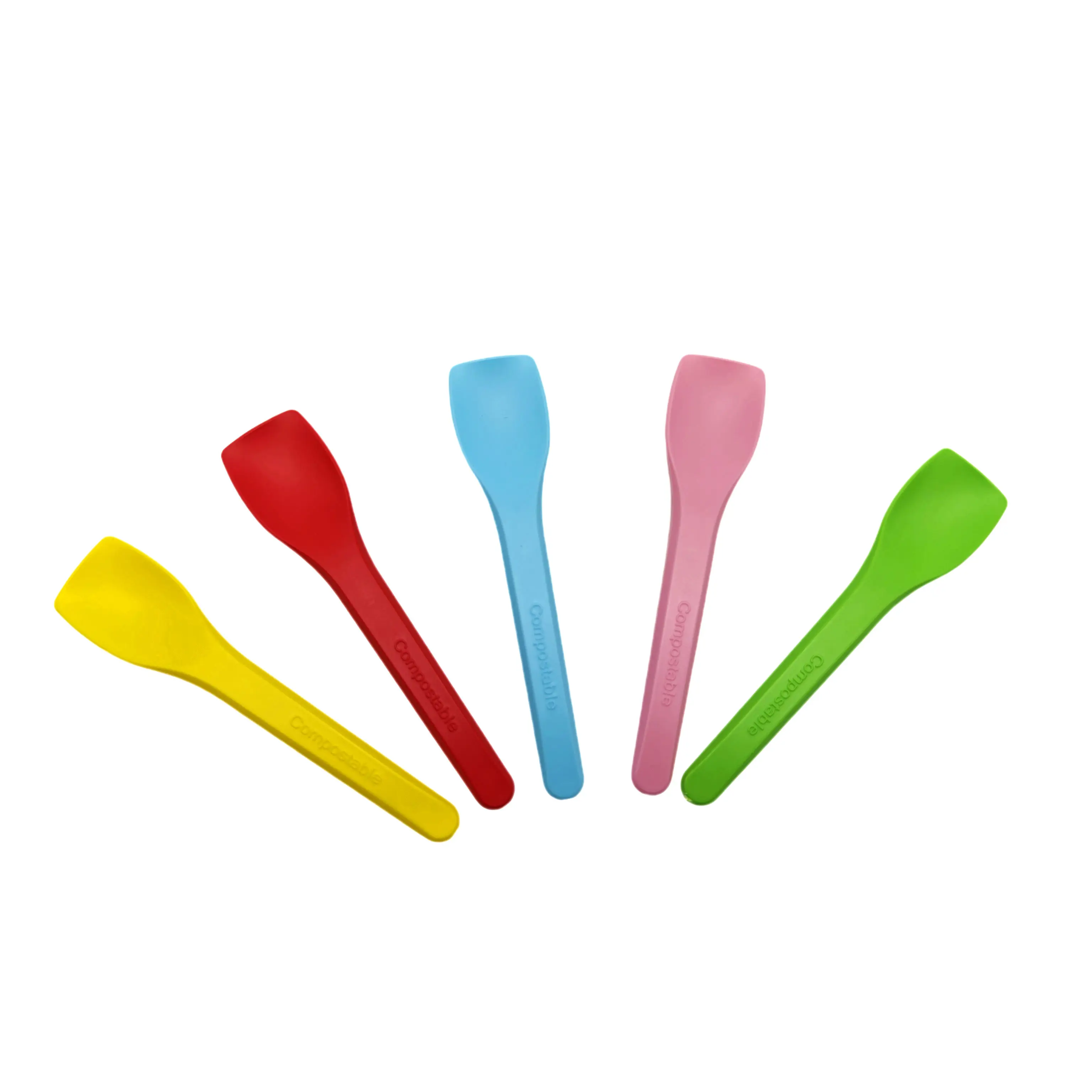 Custom Good Quality Biodegradable Colorful Food Cutlery Mini Yogurt Spoon Corn Starch Tasting Spoon Ice Cream Scoop For Party