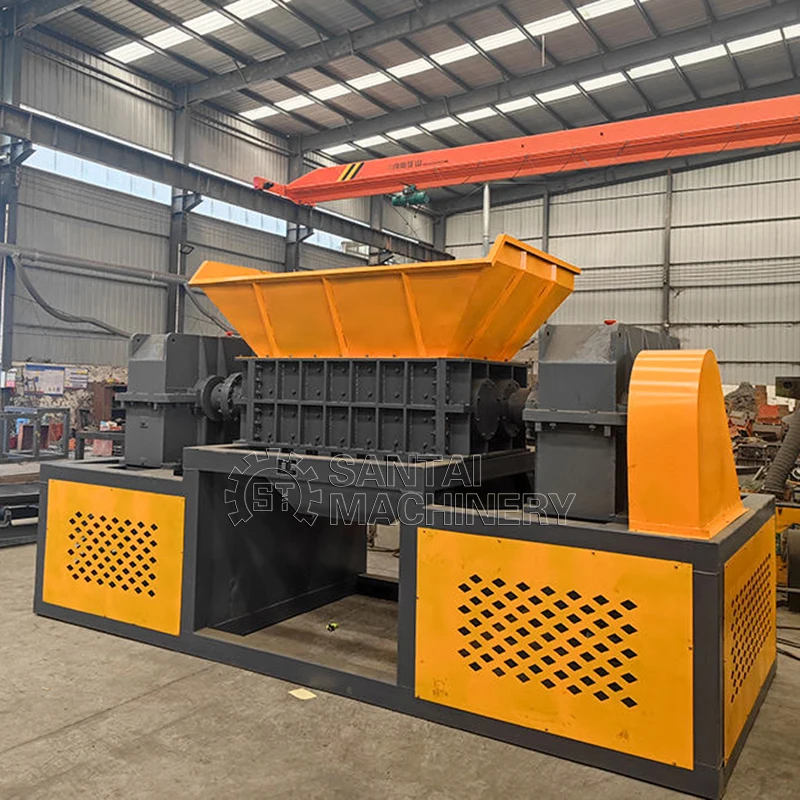 Industrial Shredder Rubber Tire Plastic Recycling Machine Nylon Fabric Twin Shaft Shredder