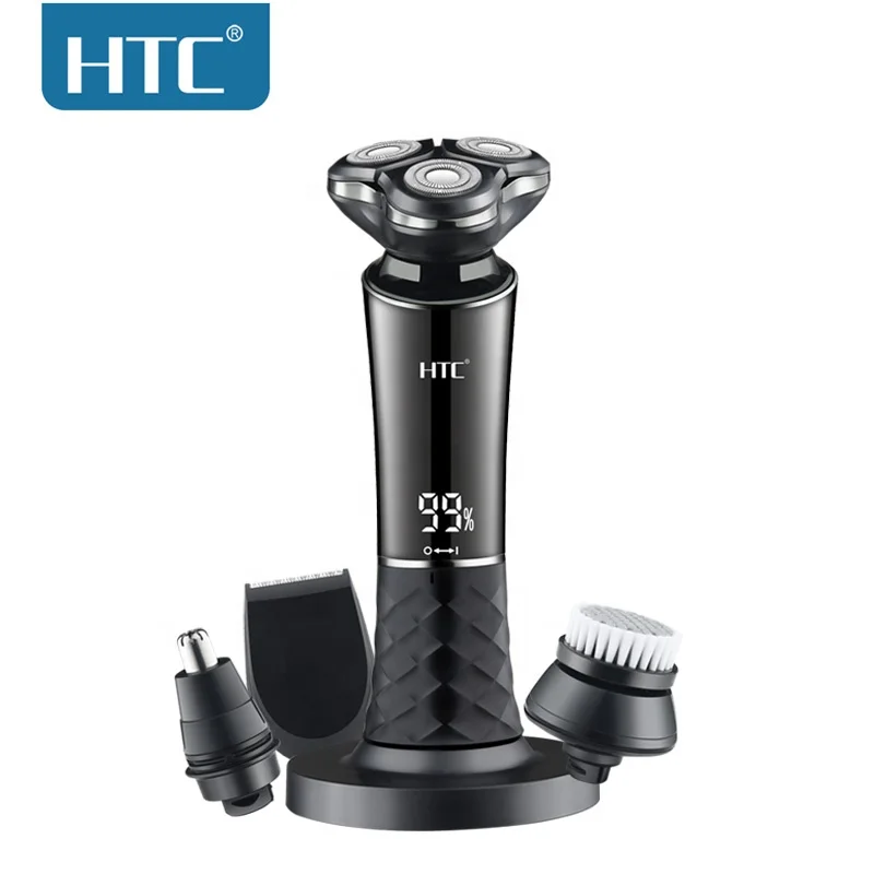 HTC GT-689 IPX6 моющаяся 4 в 1 перезаряжаемая Многофункциональная СВЕТОДИОДНАЯ Мужская бритва для бороды Триммер для ушей и носа